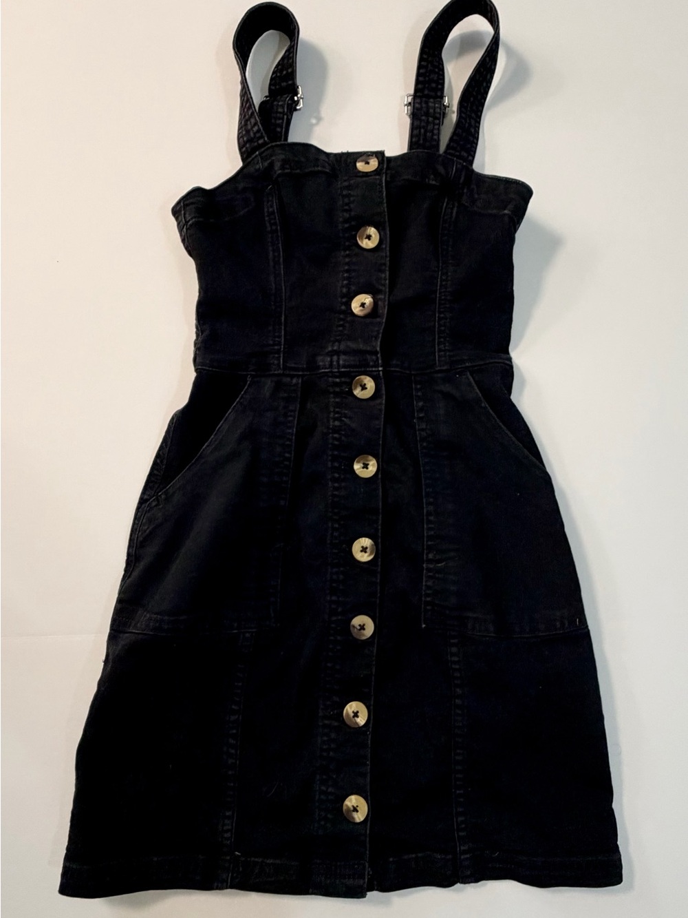 Divided Black Button-Front Denim Dress
